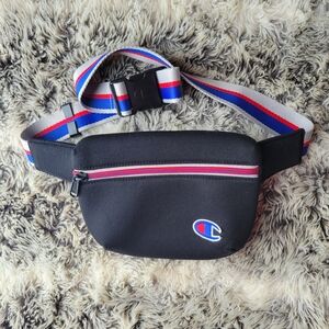 Champion Black Belt Bag with Red and Blue Stripes